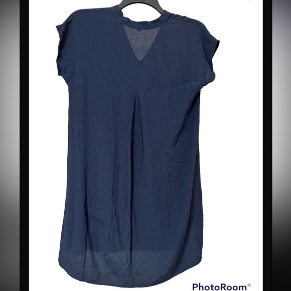 Madewell Bicoastal Navy Blue High-Low S/S V-neck T-Shirt Dress Deep Pockets - Picture 3 of 7